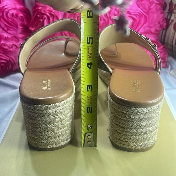 Michael Kors Women's SIDNEY MID Wedge Sandals, MK SIG SEMI LUX, Size 9 M, Brown - Picture 5 of 11